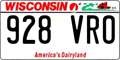 WI license plate 928VRO