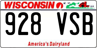 WI license plate 928VSB