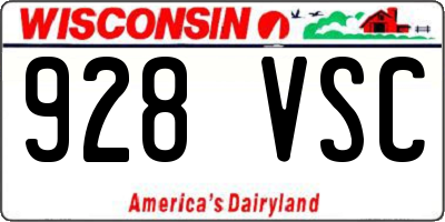 WI license plate 928VSC