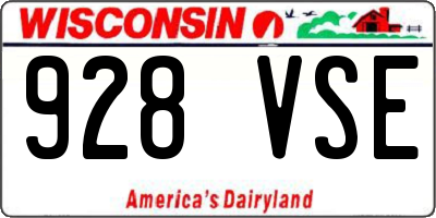 WI license plate 928VSE