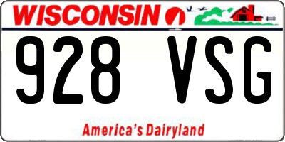 WI license plate 928VSG