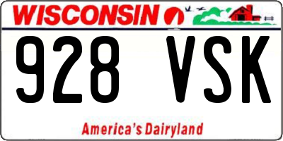 WI license plate 928VSK