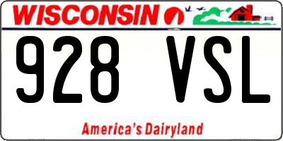 WI license plate 928VSL