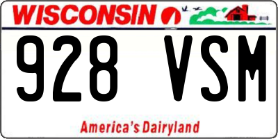 WI license plate 928VSM