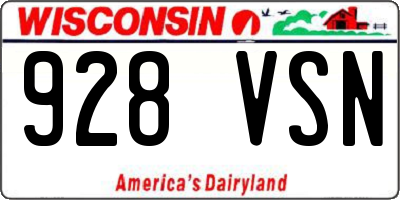 WI license plate 928VSN