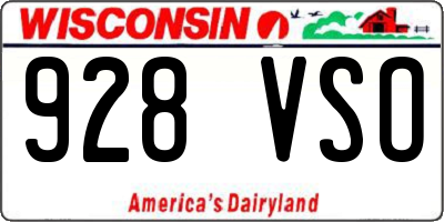 WI license plate 928VSO