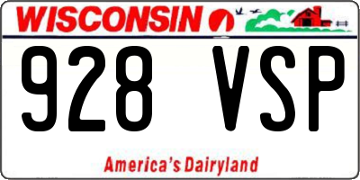 WI license plate 928VSP