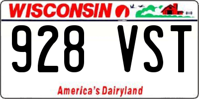 WI license plate 928VST