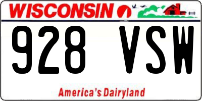 WI license plate 928VSW
