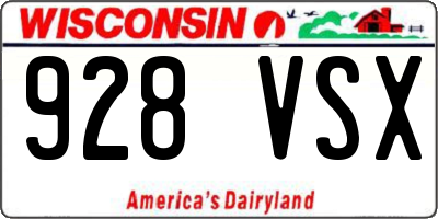 WI license plate 928VSX