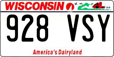WI license plate 928VSY