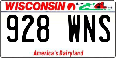 WI license plate 928WNS