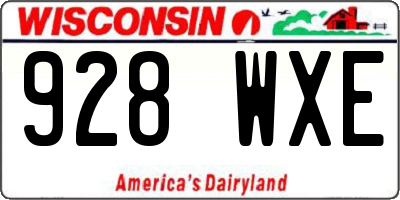 WI license plate 928WXE