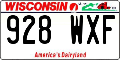 WI license plate 928WXF