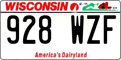 WI license plate 928WZF