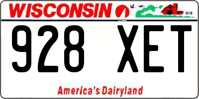 WI license plate 928XET
