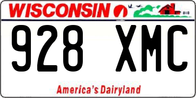 WI license plate 928XMC
