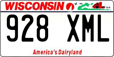 WI license plate 928XML