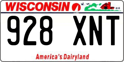 WI license plate 928XNT