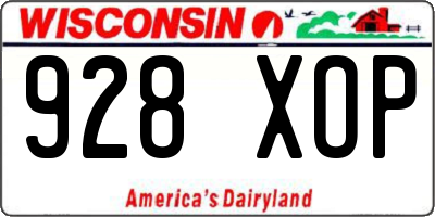 WI license plate 928XOP