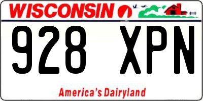 WI license plate 928XPN