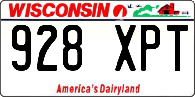 WI license plate 928XPT