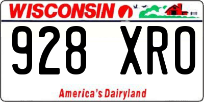 WI license plate 928XRO