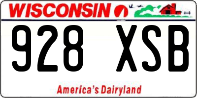 WI license plate 928XSB