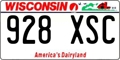 WI license plate 928XSC