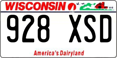 WI license plate 928XSD