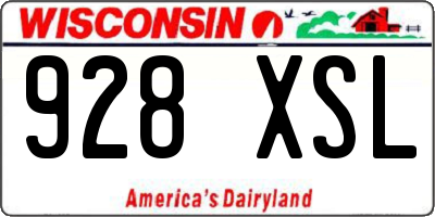 WI license plate 928XSL