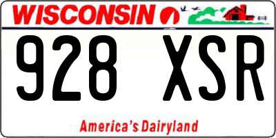 WI license plate 928XSR
