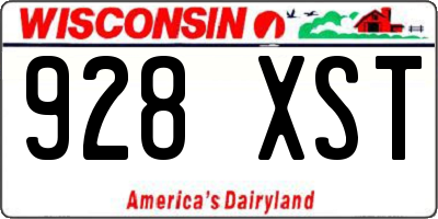 WI license plate 928XST
