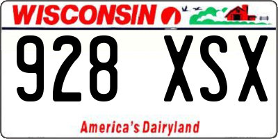 WI license plate 928XSX