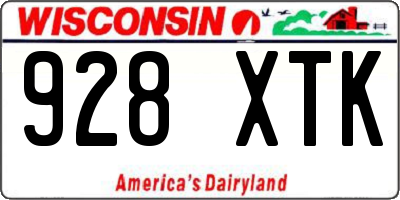 WI license plate 928XTK