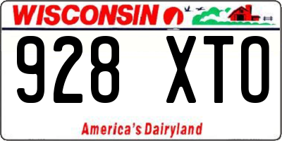WI license plate 928XTO