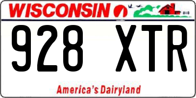 WI license plate 928XTR