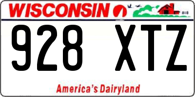 WI license plate 928XTZ