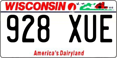 WI license plate 928XUE