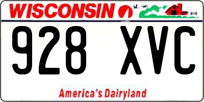 WI license plate 928XVC