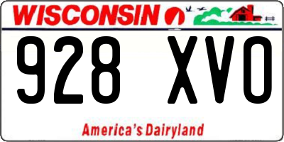 WI license plate 928XVO