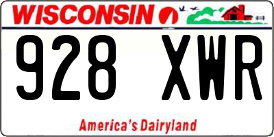 WI license plate 928XWR