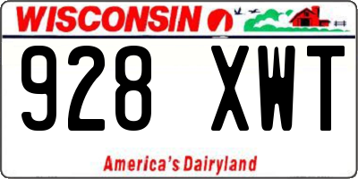 WI license plate 928XWT