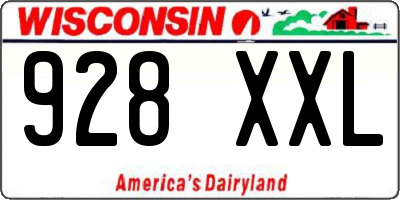 WI license plate 928XXL