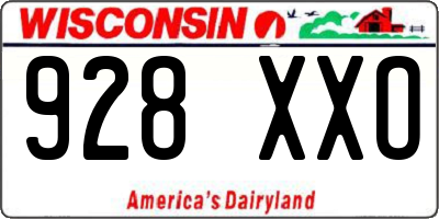 WI license plate 928XXO