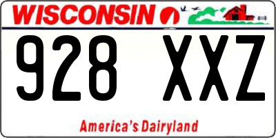 WI license plate 928XXZ