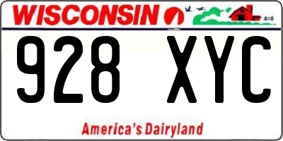 WI license plate 928XYC