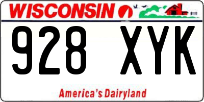 WI license plate 928XYK