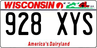 WI license plate 928XYS