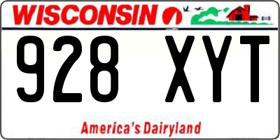 WI license plate 928XYT